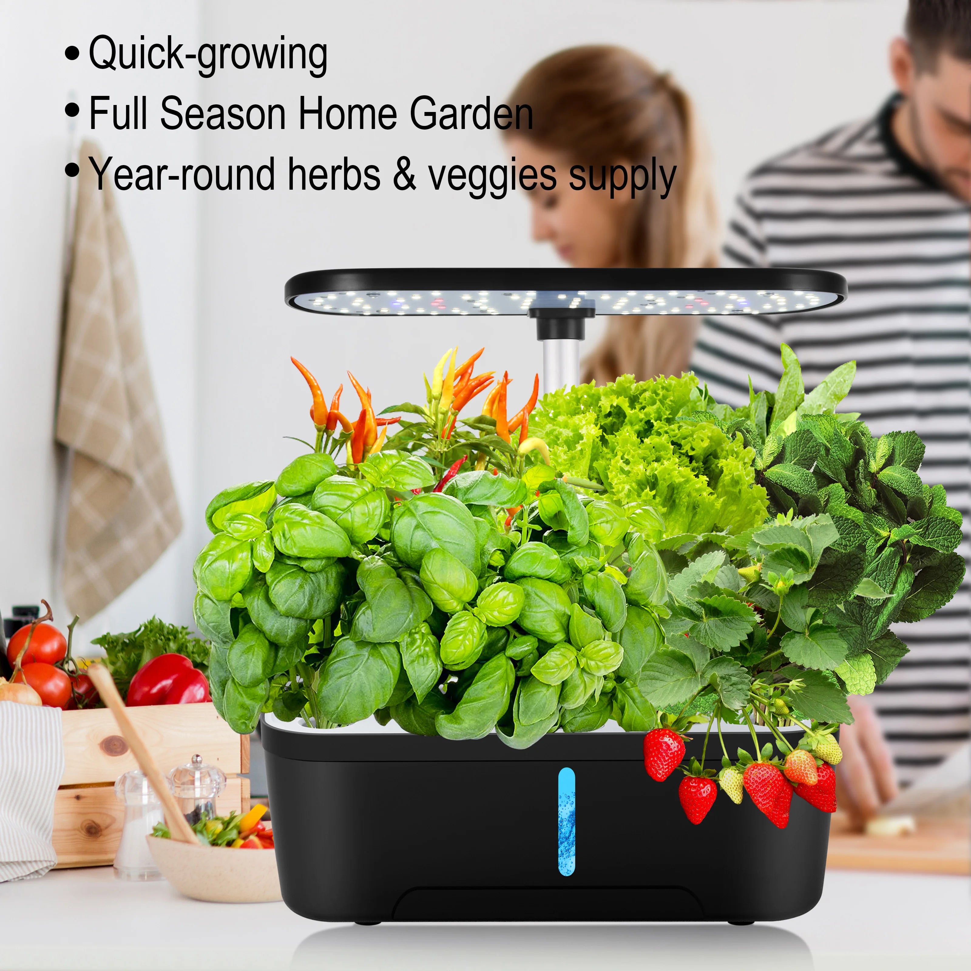 Smart 6-Pod Hydroponic Growing System with LED Grow Light | Indoor Herb Garden Kit
