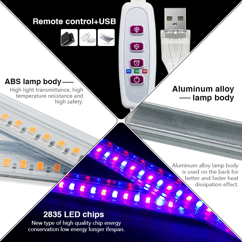 Full Spectrum USB LED Grow Light Bar for Indoor Plants | 30cm