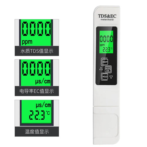 3-in-1 TDS, EC & Temperature Meter for Hydroponics and Water Testing