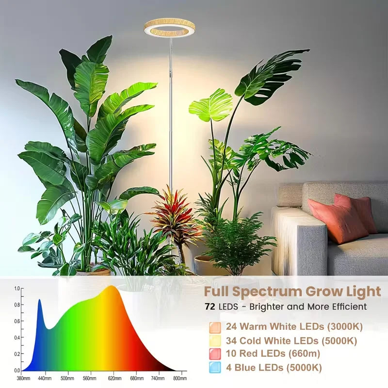 Adjustable LED Grow Light for Indoor Plants | Full Spectrum Floor Lamp with Timer
